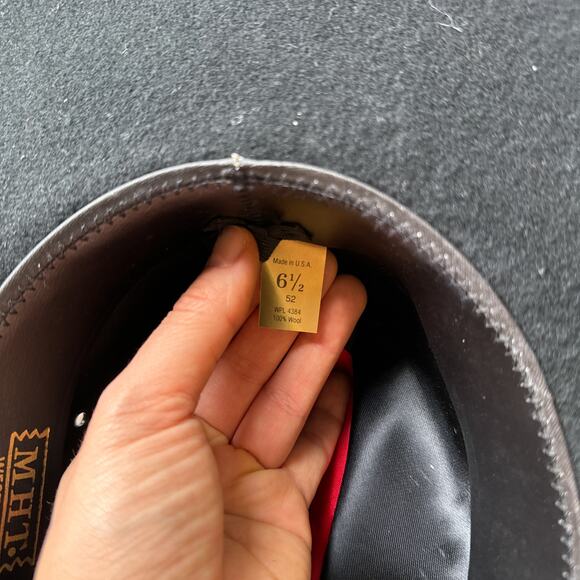 Vintage MHT Cowboy Hat Men's Size 6 1/2 Black 100% Wool Western USA Made‎ 4881 - Picture 8 of 12